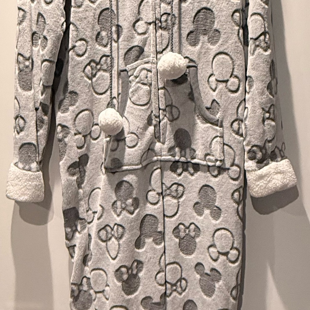 Disney Gray Adult One Piece Pajama Loungewear with Mickey and Minnie Mouse